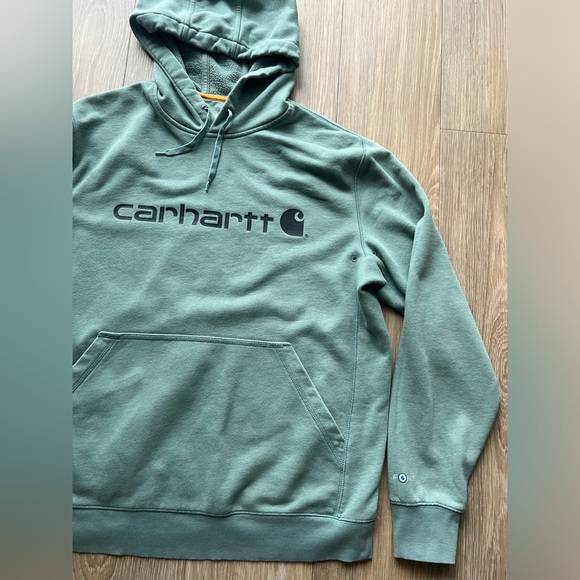 Carhartt LOGO Classic Letter Men And Women Loose Hooded Fleece Hoodie Sweatshirt - Picture 2 of 6